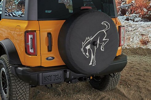 Discover Ford Bronco Accessories in PR, Spare Tire Cover - Abstract Bronco, Oxford White Ink, For 32 Inch Tire